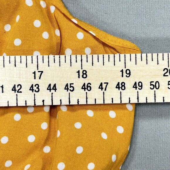 Torrid Shirt Top Women's 1 1X Mustard Yellow Boho Cottagecore Polka Dot Zip Cami - Picture 4 of 14